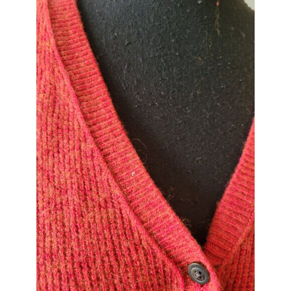 Madewell Wool Alpaca Blend Red Orange 3/4 Button Sweater Womens XS Waffle - Picture 3 of 13